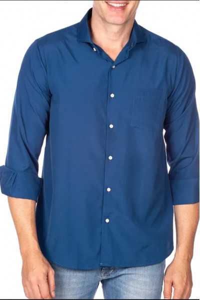 Camisa Social Azul Lisa - Camisaria Colombo